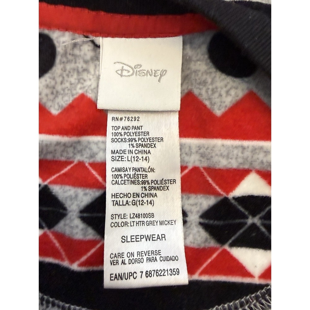 Disney Mickey‎ Mouse Fleece 2 Piece Long Sleeve Pajamas Womens L 12/14 - Picture 8 of 9